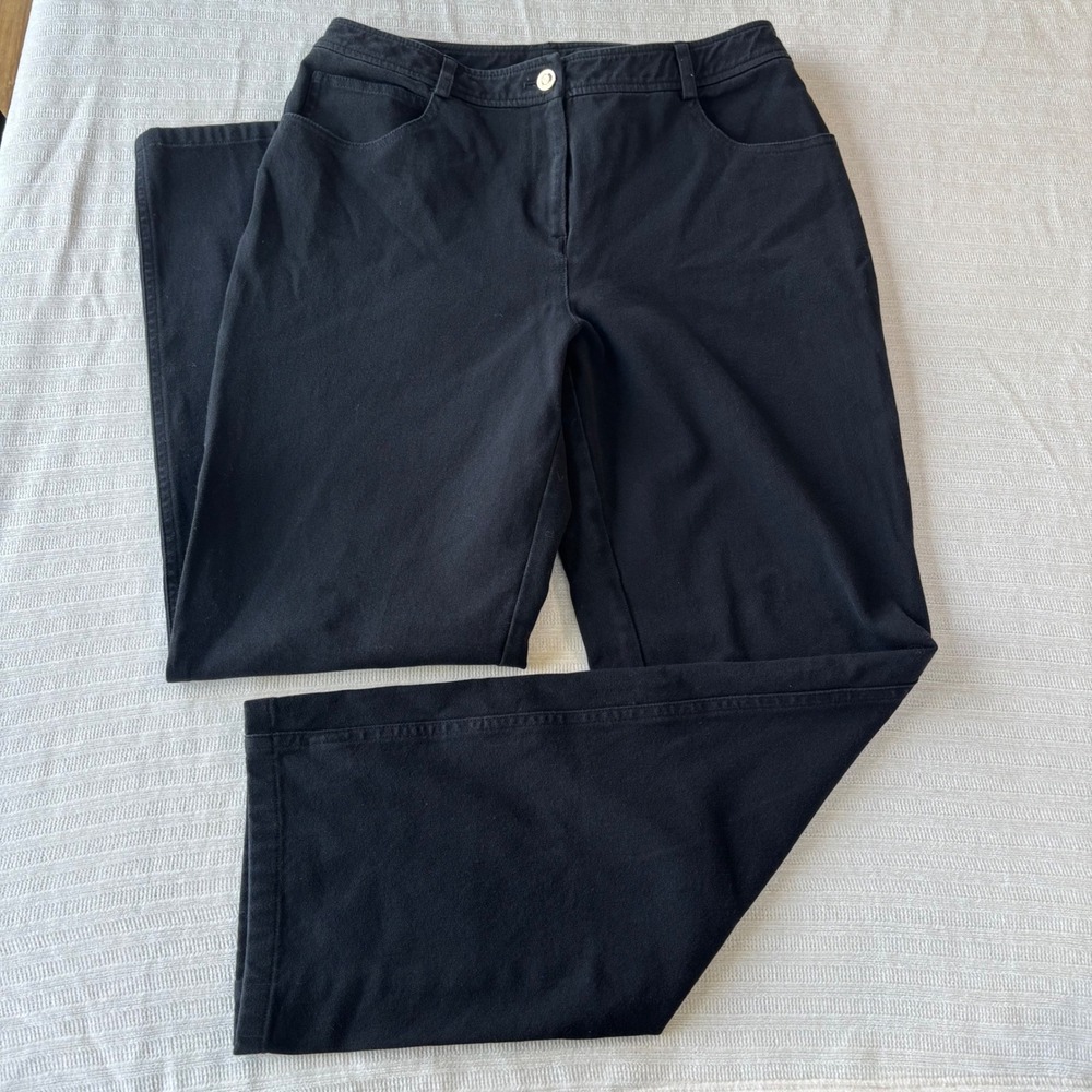 St. John Sport Womens Black Straight Leg Pants Gold Hardware Size 6 Made in USA
